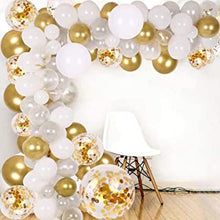 White Gold Balloon Arch Kit, 102Pcs Silver Gold Balloon Garland Kit, Gold Confetti and Chrome Metallic Gold Balloons, DIY Balloons Arch for Wedding Birthday Party Decorations Baby Shower Anniversary