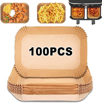 Air Fryer Liners, 100PCS Disposable Air Fryer Parchment Paper Liners, Air Fryer Accessories for Ninja AF300UK AF400UK, Salter, Tower Dual Air Fryer