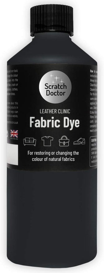 Scratch Doctor Liquid Fabric Dye Easy to Use Textile Paint for Sofas, Furniture, Clothing, Canvas, Shoes, Denim and More 23 Colours Available (Black, 250ml)