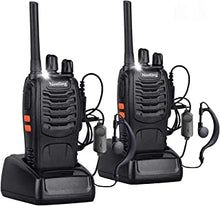 QITAO 2Pcs Rechargeable Walkie Talkies Long Range 2 Way Radio + Original Earpieces Walky Talky 16CH Single Band Supports VOX LED Light Voice Prompt for Biking and Hiking