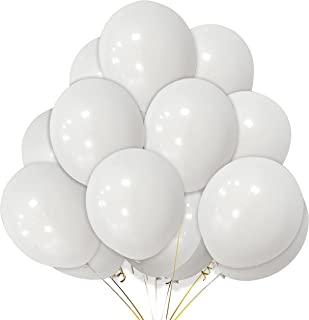 White Balloons 100 Pack 12 Inch Thicken White Macaron Pastel Latex Balloon Romantic Balloon Party Decorations for Wedding Anniversary Engagement Birthday Baby Shower Valentines Festival Decor Supplies