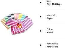 100 5" x 7" Striped Candy Sweet Paper Bags  Wedding Buffet Favour Cake Gift Pick n Mix Shop  Premium Quality UK Made (Mixed, Qty: 100 Bags)