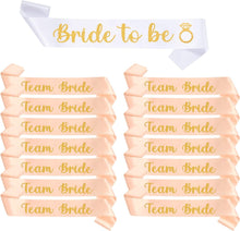 Shining She 15 Pieces Hen Party Accessories Sashes Sets, 14 Rose Gold Team Bride Sashes 1 White Bride to Be Sash, for Hen Party Wedding Bridal Shower Party Decorations