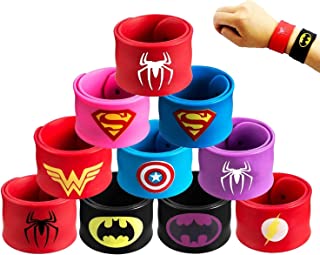 KAHEIGN 10Pcs Superheroes Slap Bands for Kid, Silicone Wristband Marvel Avengers Slap Bracelet Bands Party Bag Fillers for Birthday Easter Halloween Christmas Party Favors