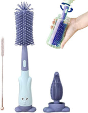 Yemyap Silicone Bottle Brush Cleaner, Soft Silicone Baby Bottle Brush, Baby Bottle Brushes With Stand, For Washing Narrow Neck Containers, Blue