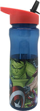 Marvel Avengers Water Bottle with Straw  Reusable Kids 600ml PP in Blue & Red  Official Merchandise by Polar Gear  BPA Free & Recyclable Plastic  for School Nursery Sports Picnic, Multi Coloured