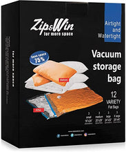 Zip&Win 12 Pcs Vacuum Storage Bags in Different Sizes - Quilt, Pillow, Blanket, Clothes Storage Bags (Plastic)