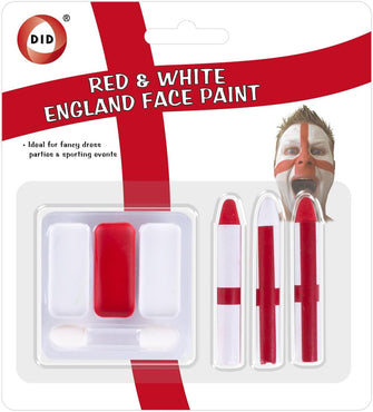 1 Pack England Face Paint, Crayon Stick with White and Red Color for Face Body, England Flag Make up Accessories for Adults Sports Events Celebrations Party