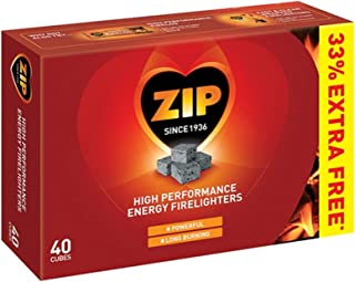 12 X Packs of 40 Zip High Performance Energy Firelighters Stove Wood burner Logs Fire Logs 480 Cubes