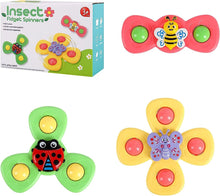 3pcs Suction Cup Spinner Toys Bath Baby Toys Children Fidgets Spinners Toy with Suction Cup Bee Butterfly Ladybug Pattern Plane Window Toys Shower Toys Baby Sensory Toys for Boys and Girls Babies