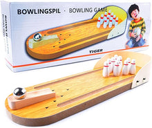 Tabletop Bowling toy – Oklady mini-wooden tabletop Bowling Game set Lane, ten Bowling Pins and metal Ball