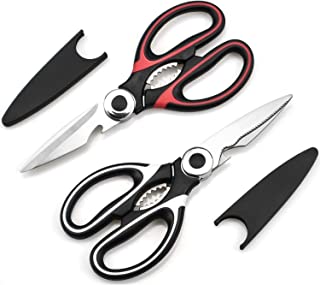 2Pcs Kitchen Scissors, Heavy Duty Kitchen Scissors, Stainless Steel Kitchen Shear with Cover, Sharp Cooking Scissors for Meat Chicken Fish Nut Vegetable Herb, Bottle Opener