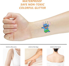 Temporary Tattoos for Kids, 8 Sheets Cartoon Stitch Temporary Tattoo Stickers, Fake Tattoos Temporary Waterproof for Kids Men Women Party Bags Fillers Favors