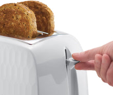 Russell Hobbs 26060 2 Slice Toaster - Contemporary Honeycomb Design with Extra Wide Slots and High Lift Feature, White