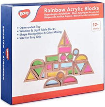 Rainbow Sensory Blocks (24 pcs) - Wooden Toys for Preschoolers - Play on Light Table/Sunny Window