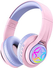 iClever TransNova Kids Bluetooth Headphones Light Up with Replaceable Plate, 74/85/94dB Volume Limited, 45H Playtime, Stereo Sound, Wireless Kids Headphones with Mic for School/Airplane/Tablet