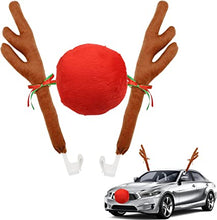 Aohcae Christmas Car Reindeer Antlers & Nose, Christmas car decoration Rudolph Christmas Auto Decorations Reindeer Antler Car Accessories