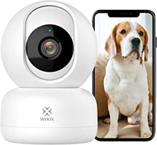 Woox Indoor Camera WiFi, Pet Camera with Phone App, 360 °Security Camera Indoor with Motion Detection/Tracking / 2-Way Audio, Dog Camera for Puppy with Night Vision/Privacy Mode, Works with Alexa