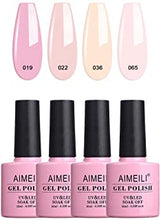 AIMEILI Soak Off UV LED Pastel Pink Gel Nail Polish Multicolour/Mix Colour/Combo Colour Set of 4pcs X 10ml - Kit 17