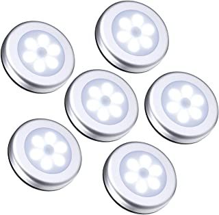 Oria 6 Pack Motion Sensor Light, Cordless Battery-Powered Light, Automatic Night Light with 3M Adhesive Pads, Stick-Anywhere, Perfect for Closet, Hallway, Stairs, Bedroom,ect.-Pure White