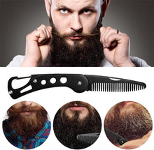 1 Pcs Beard Comb with 1 Pcs Stainless Steel Nose Hair Scissors Folding Moustache Comb Portable Multifunctional Stainless Steel Beard Comb Hair Styling Comb for Men Grooming