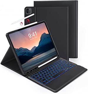 Bluetooth Keyboard Case Compatible with iPad Pro 12.9 inch 2020/2018, Detachable Keyboard with 7 Color Backlit and Protective Cover for iPad Pro 12.9" 4th Gen./ 3rd Gen, Black