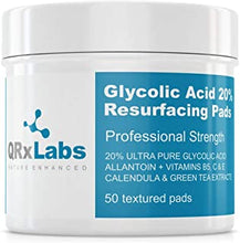 QRxLabs Glycolic Acid 20% Resurfacing Pads With Vitamins B5, C & E, Green Tea, Calendula, Allantoin - Exfoliates Surface Skin And Reduces Fine Lines And Wrinkles