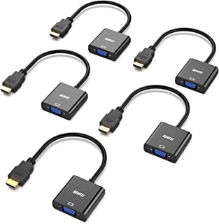 HDMI to VGA 5 Pack, Benfei Gold-Plated HDMI to VGA Adapter (Male to Female) for Computer, Desktop, Laptop, PC, Monitor, Projector, HDTV, Chromebook, Raspberry Pi, Roku, Xbox and More - Black