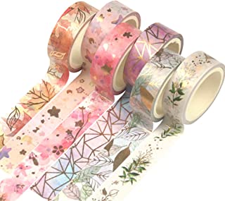 Yubbaex Washi Tape Set Decorative Tape Craft Supplies for DIY, Bullet Journal, Craft, Gift Wrapping, Scrapbooking (Fromantic 6 Rolls)