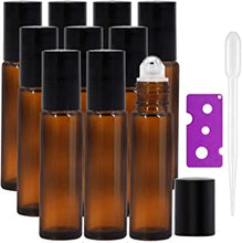 10Pcs, 10ml Essential Oils Roller Bottles Glass Roll on Bottles with Stainless Steel Roller Balls Perfect for Fragrance, Aromatherapy by Avatrolla (Included 1 Bottle Opener and 1 Dropper)