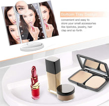 Nestling Makeup Mirror with LED Lights, 22 LED Lights Vanity Cosmetic Mirror with Touch Screen, Magnification Tri-Fold 2X 3X Magnifying, 180 Free Rotation, Dual Power Supply LED Mirror (White)