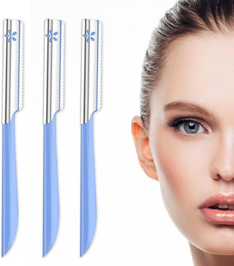 Womens Facial Razor Hair Removal - 3pcs Dermaplaning Blades for the Face, Women Eyebrow Razors, Remove Fine Hair, Face Shavers Exfoliating, Travel Essential