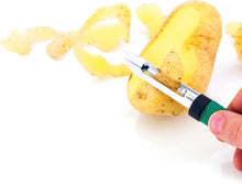 KitchenCraft Traditional Lancashire Potato Peeler, Plastic / Stainless Steel Peeler for Kitchen, Black / Green, 16cm (6.5'')