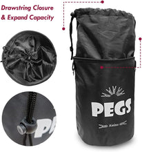 Aieino Large Peg Bag with Drawstring, Hanging Snap Hook - Storage Bag up to 200 Clothes Pegs for Hanger Clips Washing Line Waterproof Weather Resistant Durable, Black