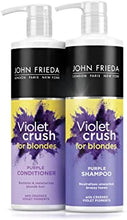 John Frieda Violet Crush Neutralising + Tone Correcting Shampoo + Conditioner Set 2 x 500ml Removes Brassy Tones with Crushed Violet Pigments Large Pack