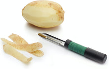 KitchenCraft Traditional Lancashire Potato Peeler, Plastic / Stainless Steel Peeler for Kitchen, Black / Green, 16cm (6.5'')