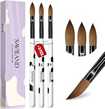 Saviland Acrylic Nail Brush Set - 3pcs Professional Nail Brush for Acrylic Nails, Acrylic Brush for Acrylic Application, Nail Art Brushes for Acrylic Powder, Black & white Wooden Handle, Size 8/10/14