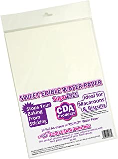 Pack of 12 Premium Full A4 Sized Sweet Vanilla Flavoured White Edible Wafer Paper (Rice Paper) Sheets 201-368 by CDA Products