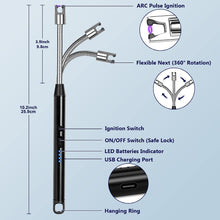 IDEALHOUSE Candle Lighter, Electric Lighter,USB Rechargeable Arc Lighter,Windproof Flameless Electronic Lighters with LED Battery Display Long Flexible Neck for Candles, Gas Stoves, Camping, Barbecue