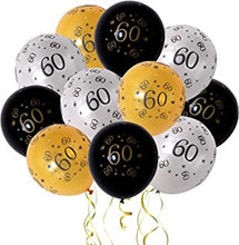 Juliyeh 60th Balloon for Men Women,15pcs 60th Birthday Balloon,60th Black Gold Birthday Decoration, Gold,silver,black