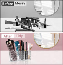 Ubitree Makeup Brush Holder, 3 Slots Clear Acrylic Cosmetic Makeup Organiser for Makeup Brush Eyeliners Lipstick Crystal Storage Box for Bathroom Bedroom Dress Table Vanities Office Desk