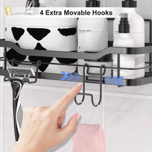 Shower Caddy Black, Homeasy Shower Shelf No Drilling Adhesive Bathroom Shelf Wall Mounted with 4 Movable Hooks for Hanging Razor and Towels Shower Accessories Bathroom Storage Kitchen Rack - 2 Pack