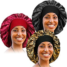 3 Pcs Large Satin Bonnet - Big Sleep Cap with Wide Soft Elastic Band Night Sleeping Bonnets for Women Hair Care