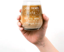 Joymaking Friendship Gifts 15 oz Stemless Wine Glass Best Friend Birthday Gifts - Good Friends are Like Stars, Friends Gifts for Her Birthday Gifts for Women Christmas Graduations