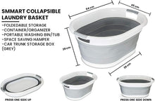 Foldable Oval Washing Basket Collapsible 40 Litre Laundry Clothes Basket Grey