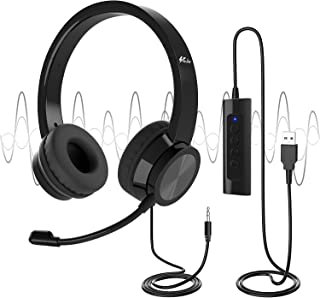 Venker USB Headsets with Microphone, 3m Length Noise Cancelling Headset Stereo Headphone for PC, Laptop USB/3.5mm, Multi-Use USB Headsets Earphone for Call Center, Business Chat, Gaming, Teaching, etc