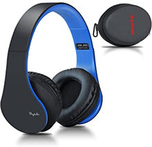 Wireless Bluetooth Headphones Over Ear, Rydohi Hi-Fi Stereo Headset with Deep Bass, Foldable and Lightweight, Wired and Wireless Modes Built in Mic for Cell Phones, TV, PC and Traveling (Black-Blue)
