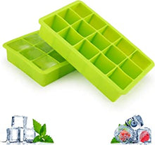 Ice Cube Trays, 2 Packs Silicone Ice Cube Tray FDA Approved Food Grade Ice Molds, 15 Cubs per Tray Best for Whiskey, Cocktail and Any Drink UK Delivery - Green