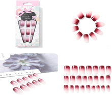 Bohend Purple False Nails Chic Pink Gradient Short Square Full Cover 24Pcs Fake nails for Women and Girls