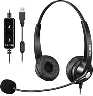 USB Headset with Microphone for Laptop, Adjustable Noise Cancelling Computer Headsets, 2M Length PC Headphones with In-Line Controls for Skype Zoom Home Office Business MS Teams